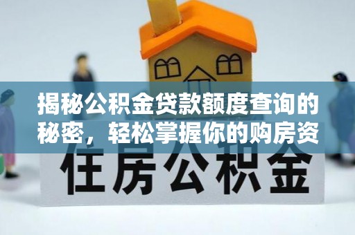 澄江揭秘公积金贷款额度查询的秘密，轻松掌握你的购房资金